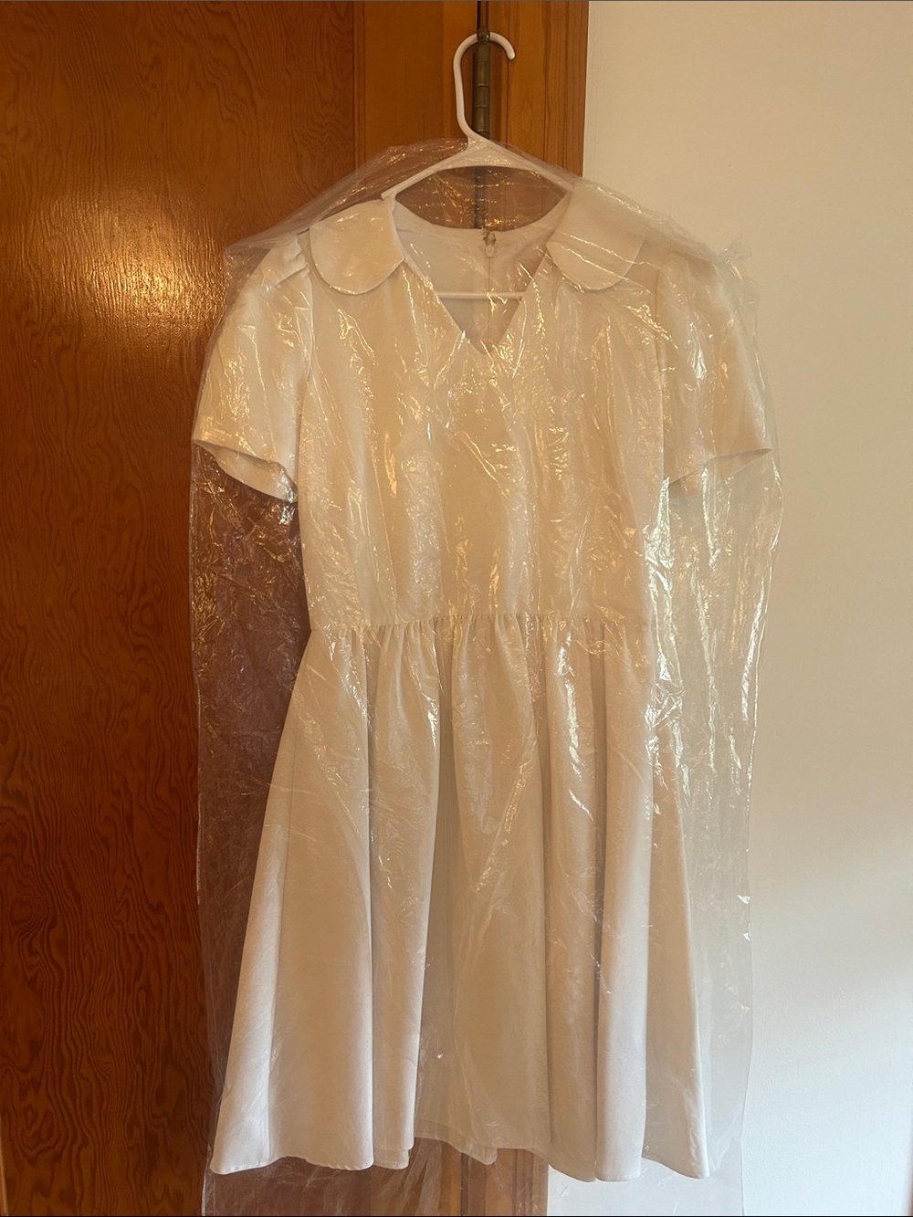 Gal Meets Glam Cream Short-Sleeve Peter Pan Collar Dress